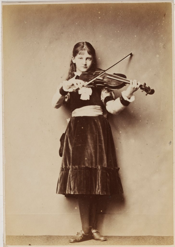 Detail of Xie (Alexandra) Kitchin playing a violin by Charles Lutwidge Dodgson