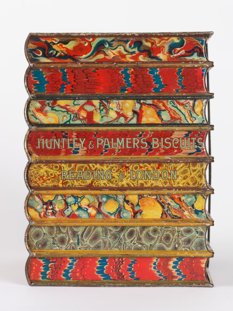 Detail of Literature biscuit tin by Boorne & Stevens Huntley