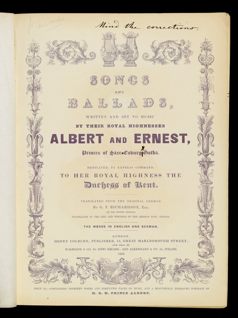 Detail of Title page from Songs and ballads by Anonymous