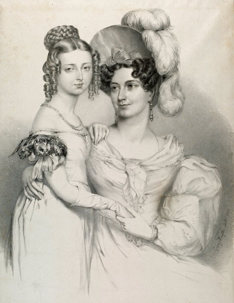 Detail of Victoria, Duchess of Kent and Queen Victoria, as princess by Richard James Lane