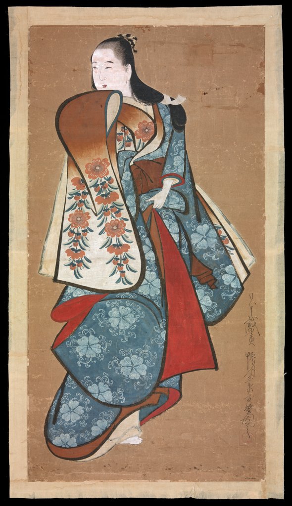 Detail of Standing courtesan by Dohan Kaigetsudo