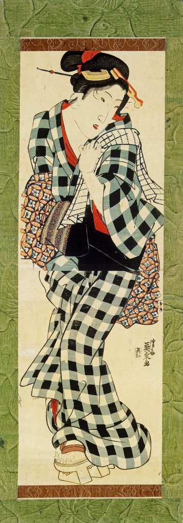 Detail of Woodblock print by Keisai Eisen