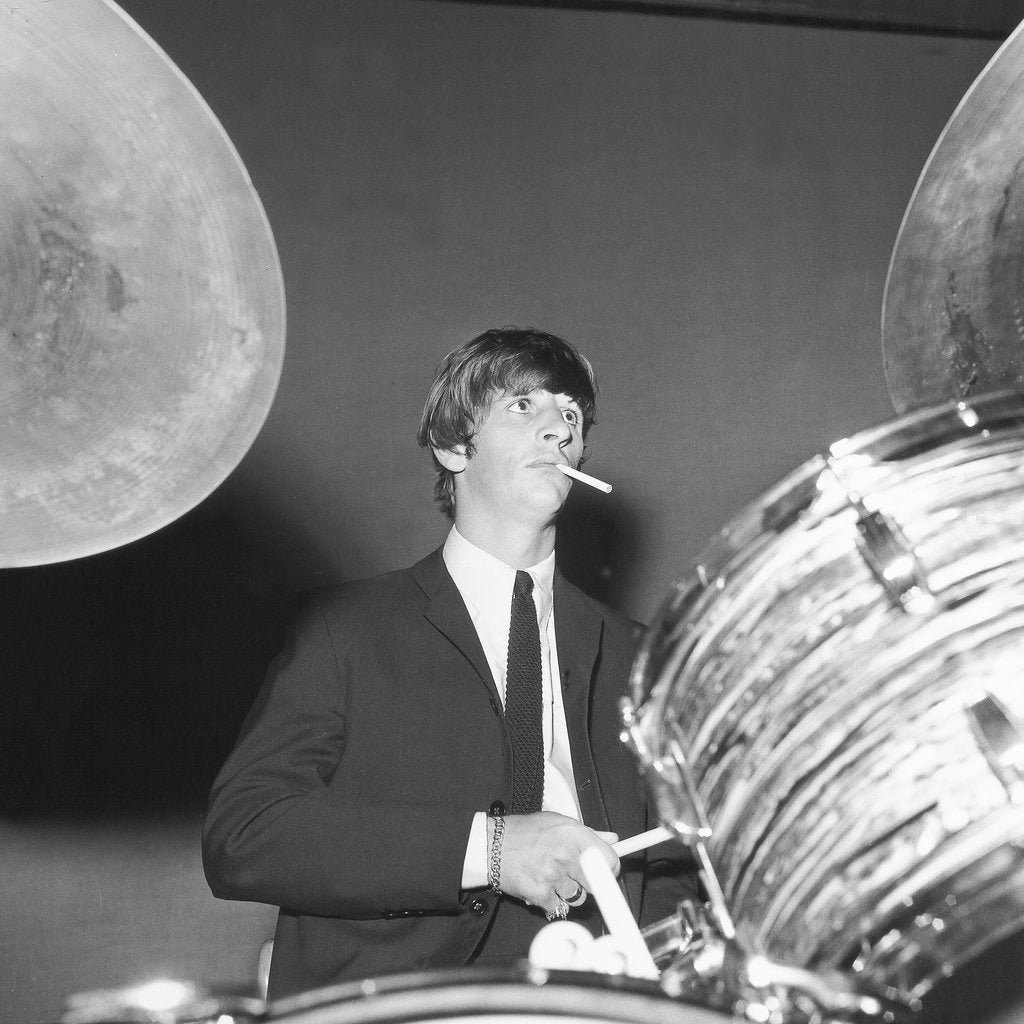 Detail of Ringo Starr playing the drums by Associated Newspapers
