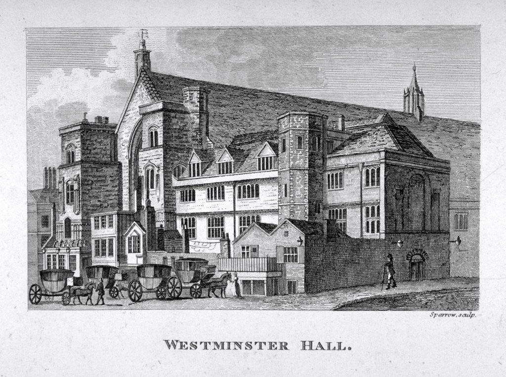 Detail of View of Westminster Hall from New Palace Yard, London by S Sparrow