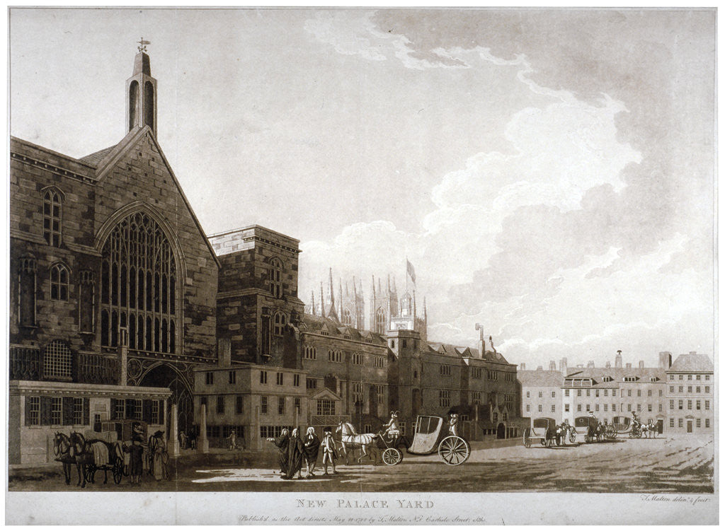 Detail of New Palace Yard and the entrance to Westminster Hall, London by Thomas Malton II