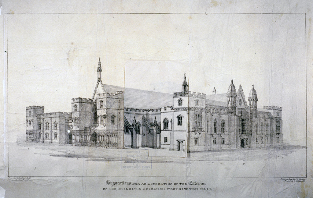 Detail of Suggestions for alterations to the buildings adjoining Westminster Hall, London by James Duffield Harding