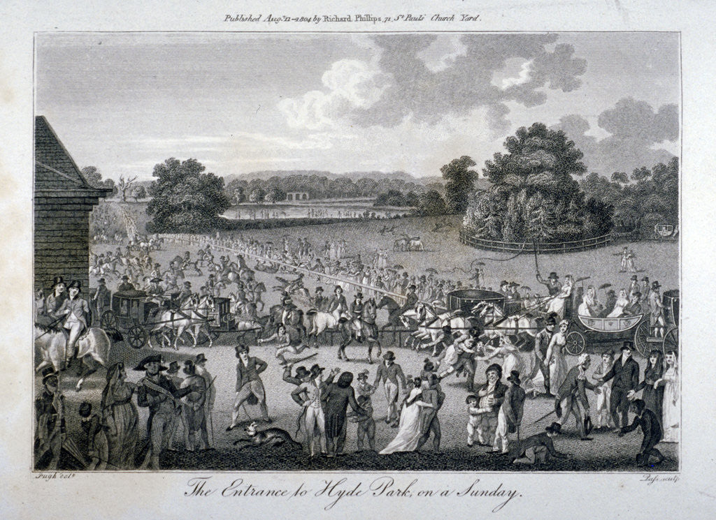 Detail of View of the crowded entrance to Hyde Park on a Sunday, London by John Pass