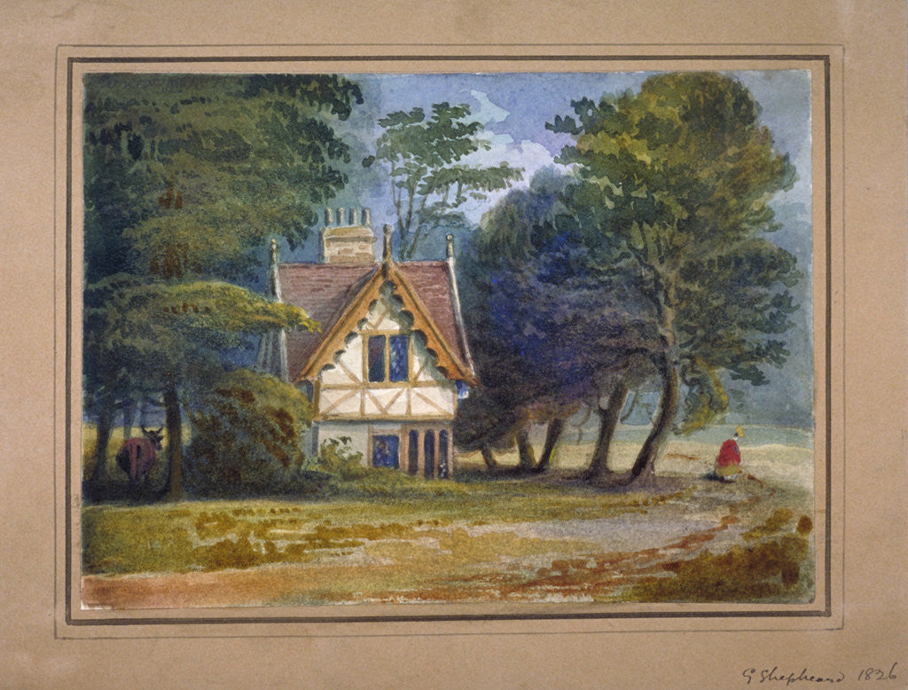 Detail of View of the lodge in Hyde Park, London by George Shepheard