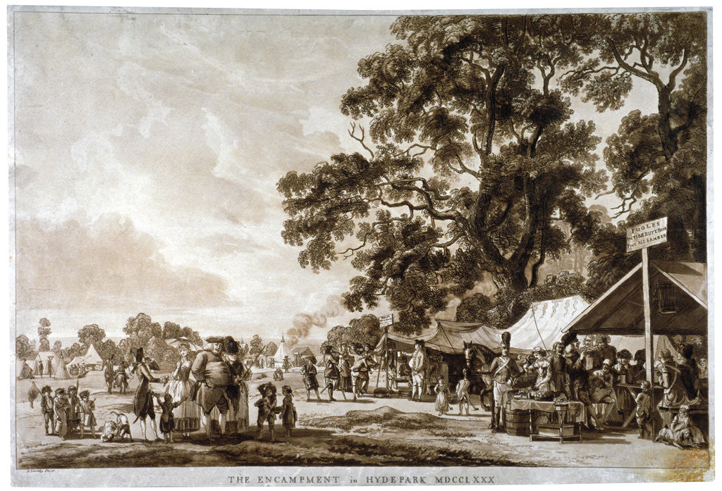 Detail of Army camp in Hyde Park, London by Paul Sandby