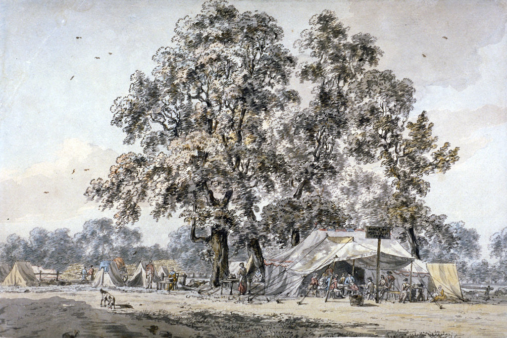 Detail of Army camp in Hyde Park, London by Samuel Hieronymus Grimm