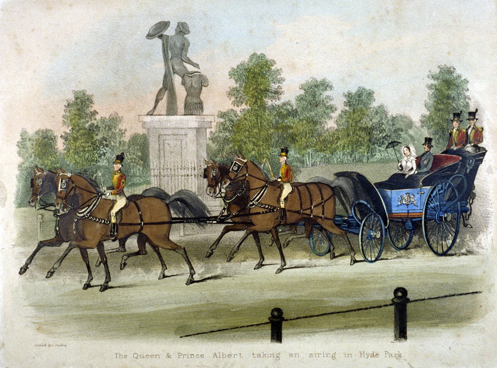 Detail of Queen Victoria and Prince Albert taking air in Hyde Park, London by Anonymous