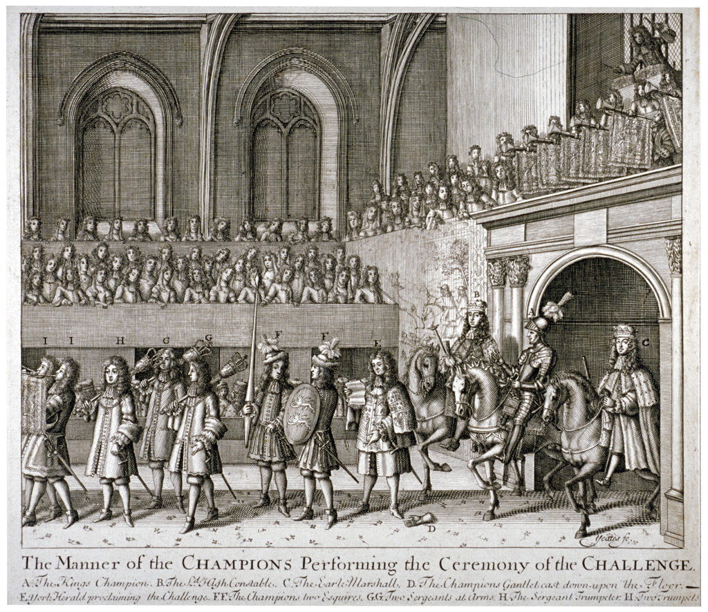 The Champions performing the ceremony of the Challenge, Westminster Hall, London by Anonymous