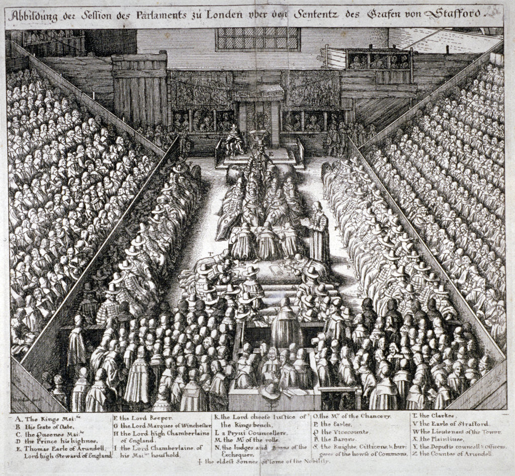 The Trial of Thomas Wentworth, Earl of Strafford, Westminster Hall, London by Wenceslaus Hollar