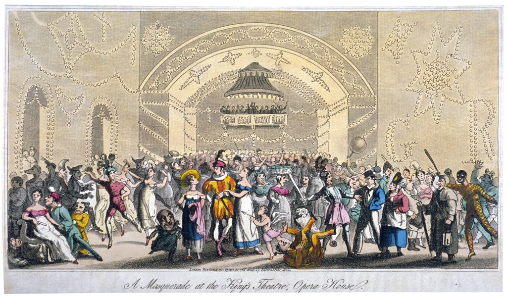 Detail of Interior view of a masquerade at the King's Theatre, Haymarket, London by Anonymous