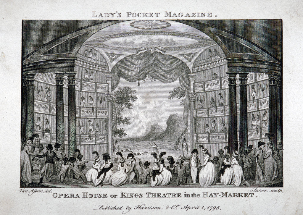 Detail of Interior view of the King's Theatre, Haymarket, London by James Sargant Storer