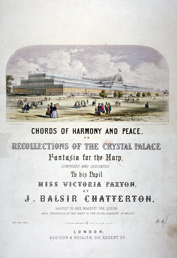 Detail of Cover of 'Chords of harmony and peace' composed by JB Chatterton by Augustus Butler