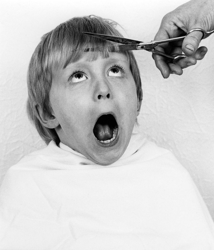 Detail of Boy having a haircut, 1988 by Tony Boxall