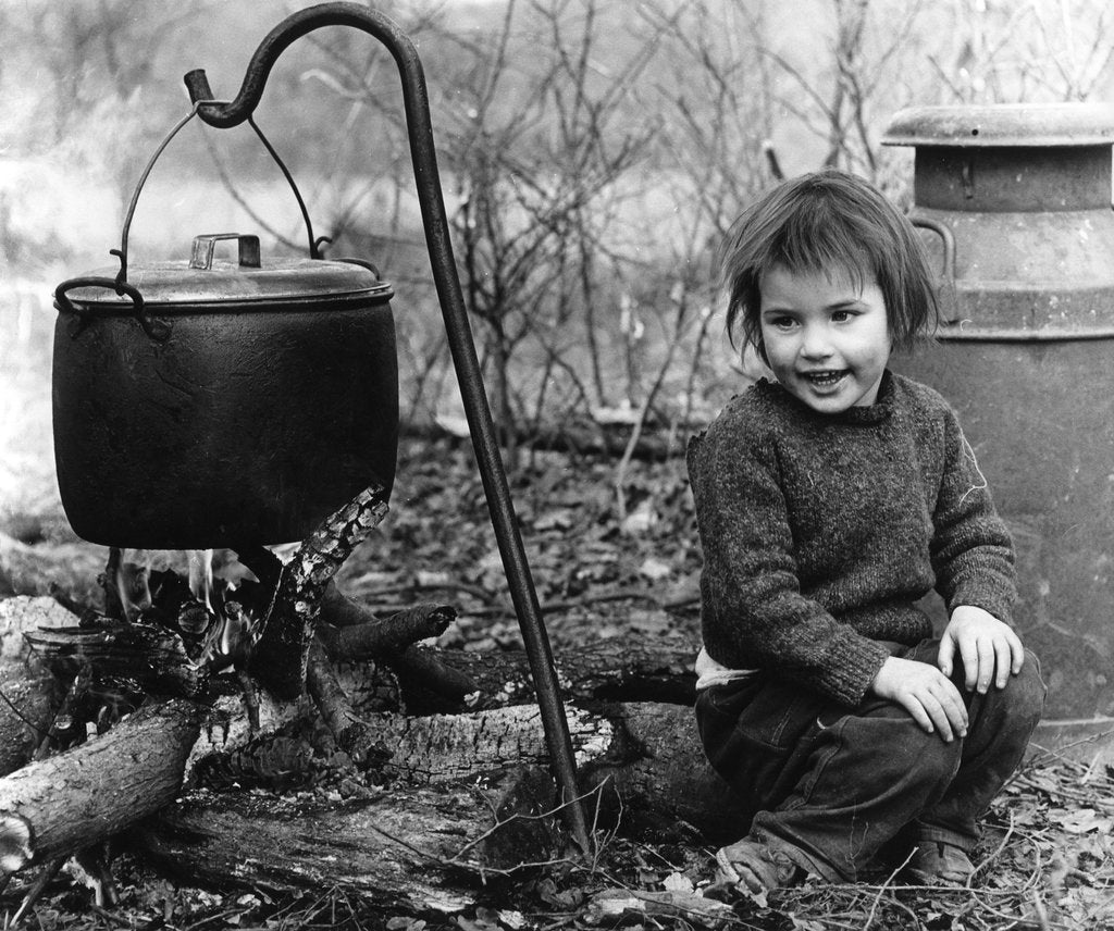 Detail of Daphne, gipsy girl, with cooking pot, Charlwood, Surrey, 1964 by Tony Boxall