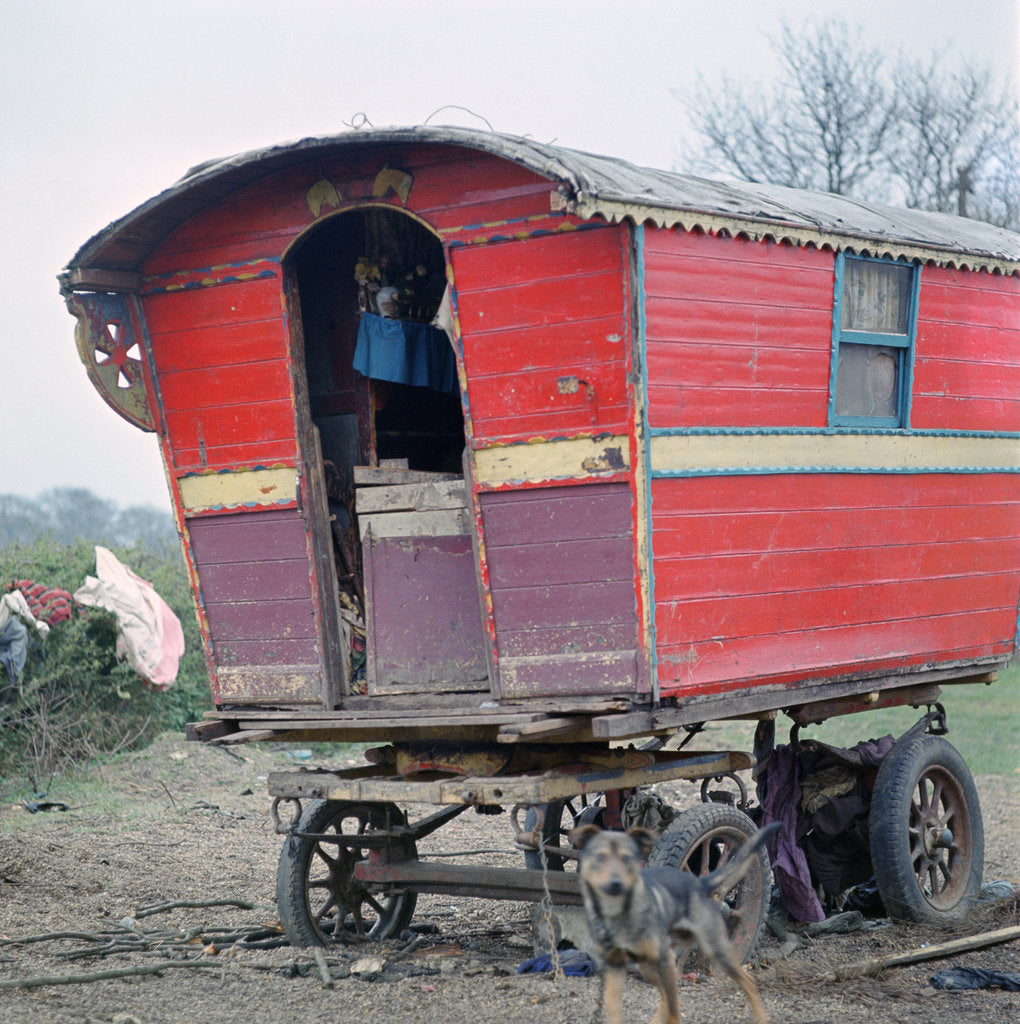 Detail of Caravan of the Vincent family, gipsies, Charlwood, Newdigate area, Surrey, 1964 by Tony Boxall