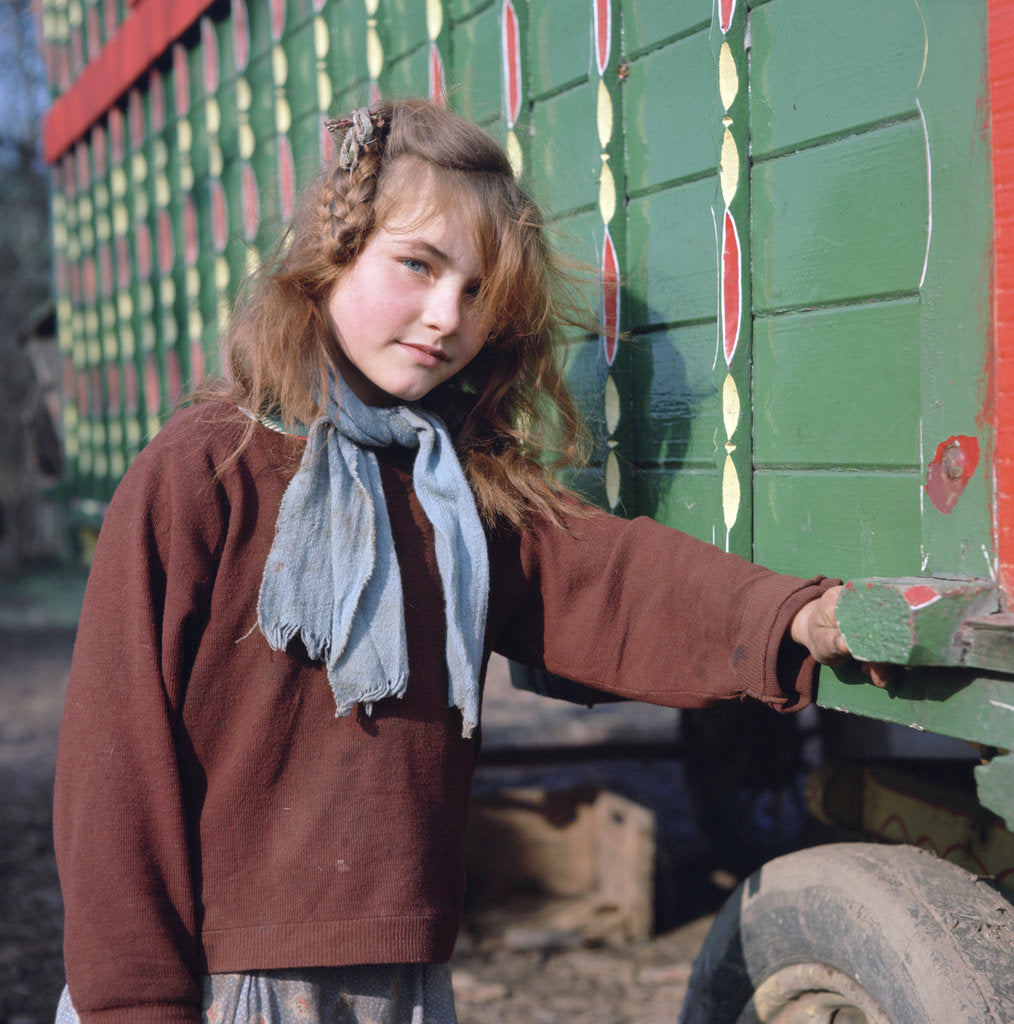Detail of Gipsy girl, member of the Vincent family, Charlwood, Newdigate area, Surrey, 1964 by Tony Boxall