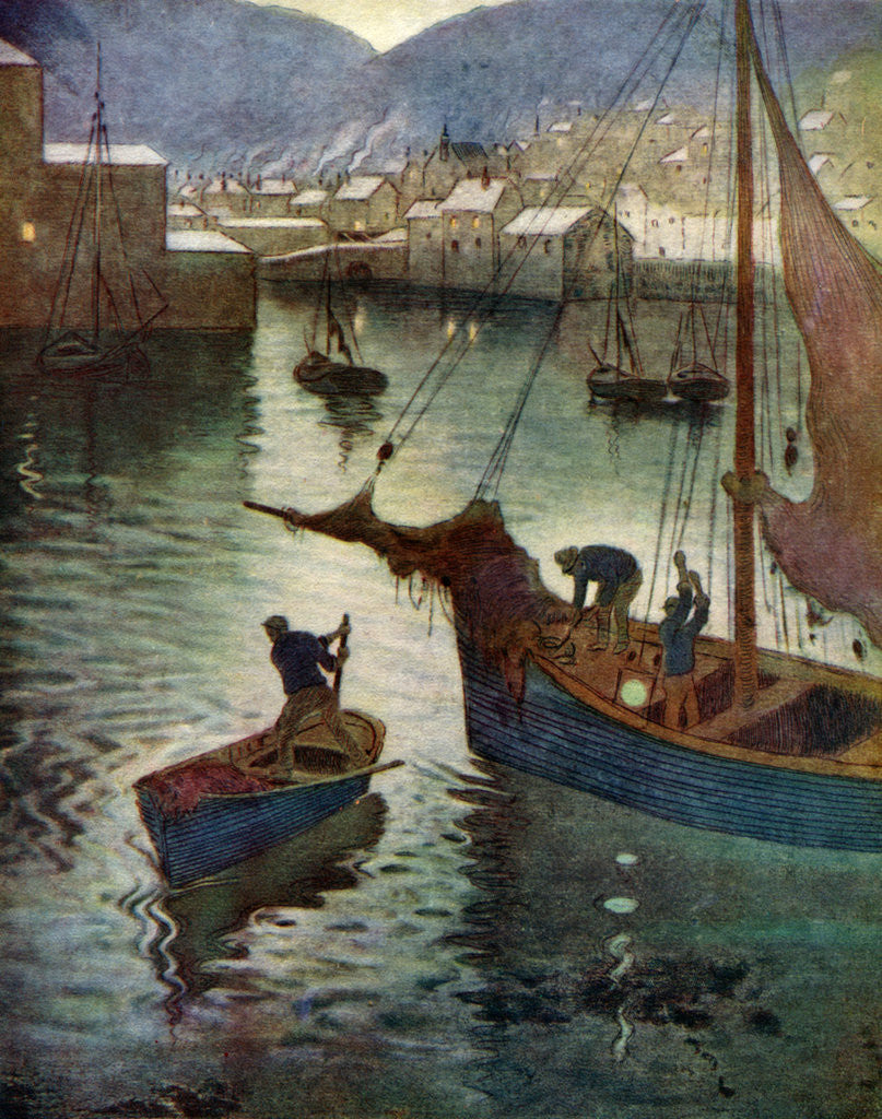 Detail of 'The Harbour, Polperro', Cornwall by Edward Frederick Ertz