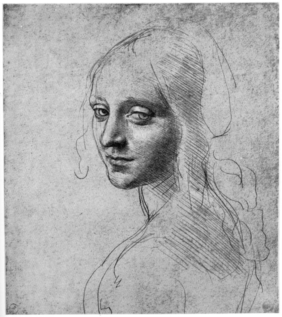 Detail of Study of a girl's head by Leonardo Da Vinci
