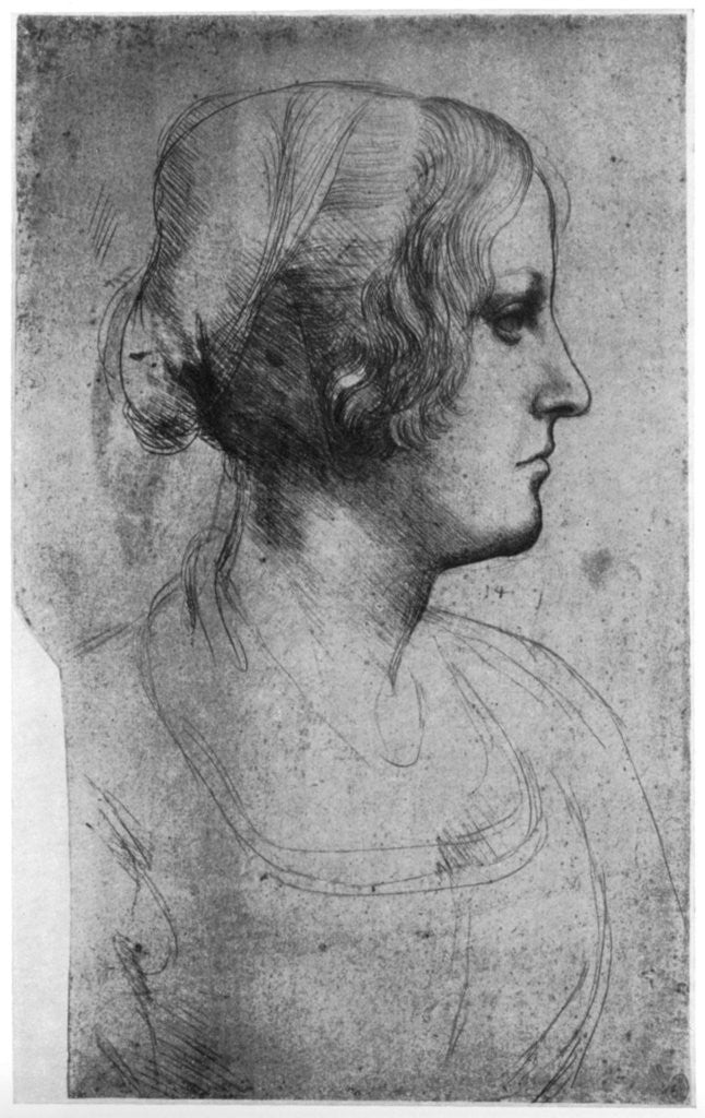 Detail of Portrait study of a young girl's head by Leonardo Da Vinci