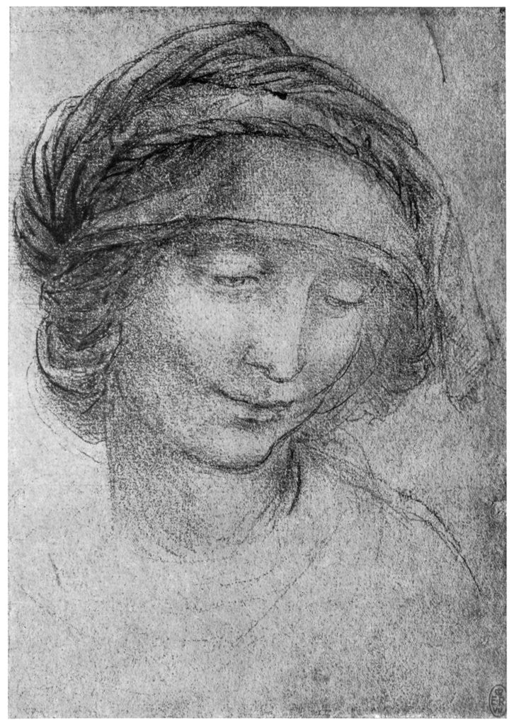 Detail of Study for the head of St Anne by Leonardo Da Vinci