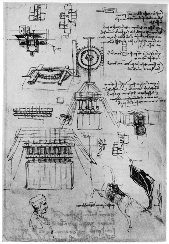 Detail of Study for the casting of the Sforza Monument by Leonardo Da Vinci