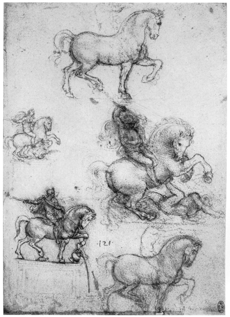 Detail of Studies for the 'Trivulzio Monument' by Leonardo Da Vinci