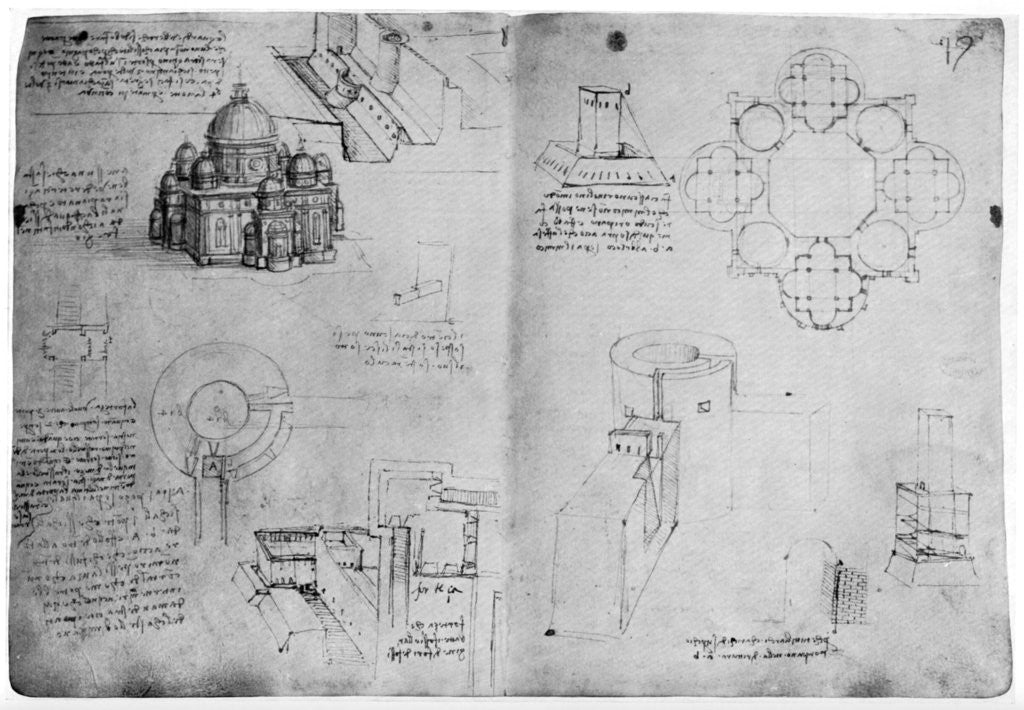 Detail of Designs for a centralized building by Leonardo Da Vinci