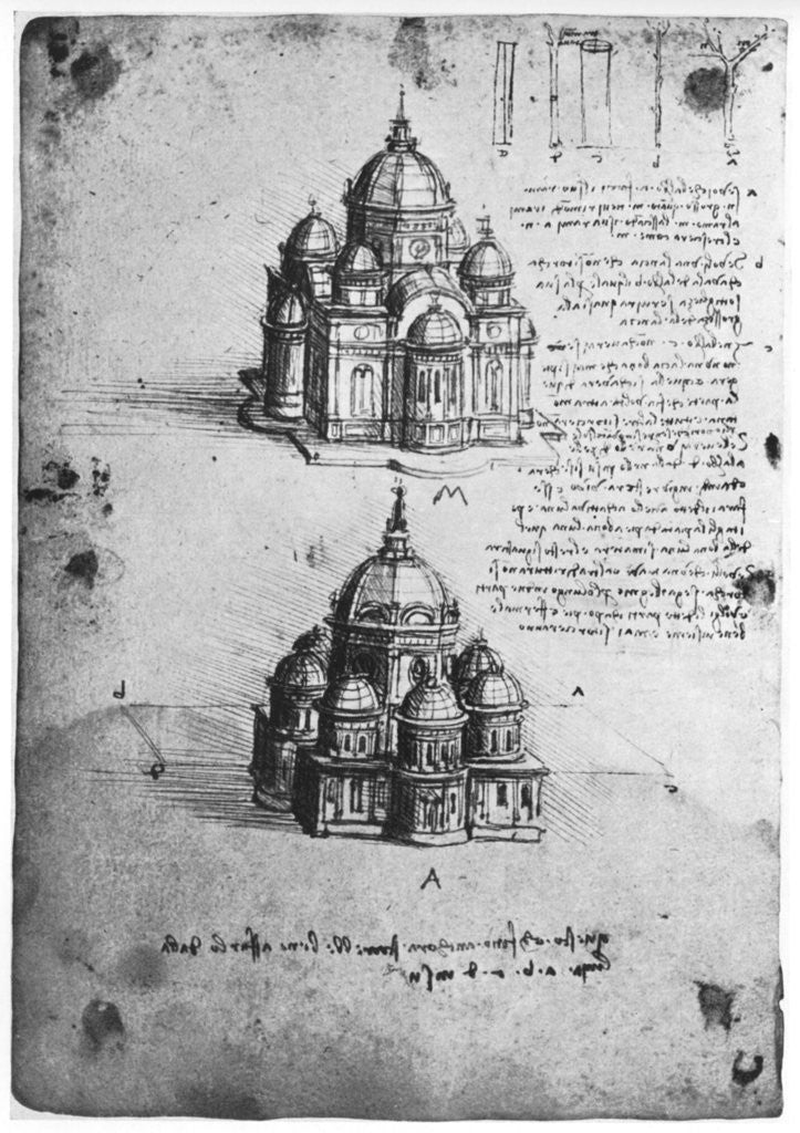 Detail of Designs for a central church by Leonardo Da Vinci