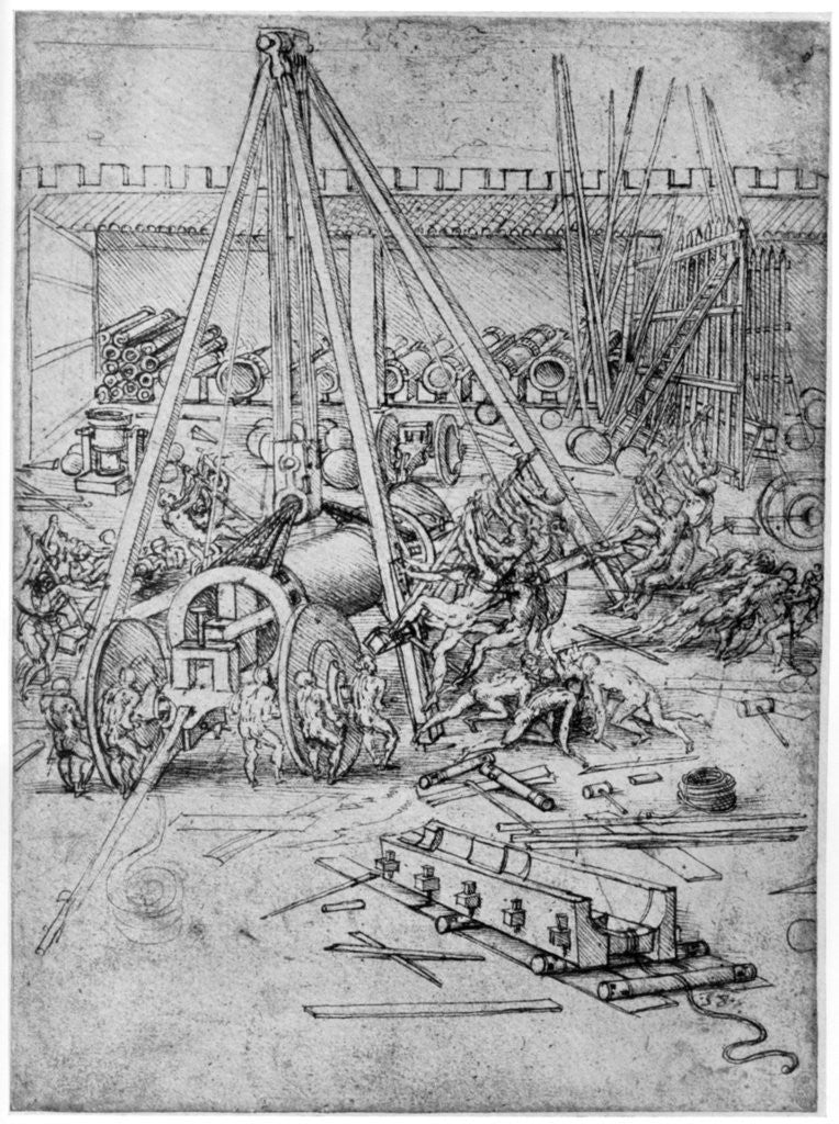 Detail of Cannon foundry by Leonardo Da Vinci