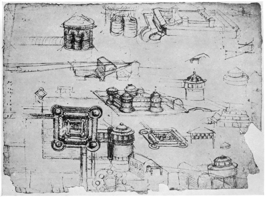 Detail of Designs for a fortress by Leonardo Da Vinci