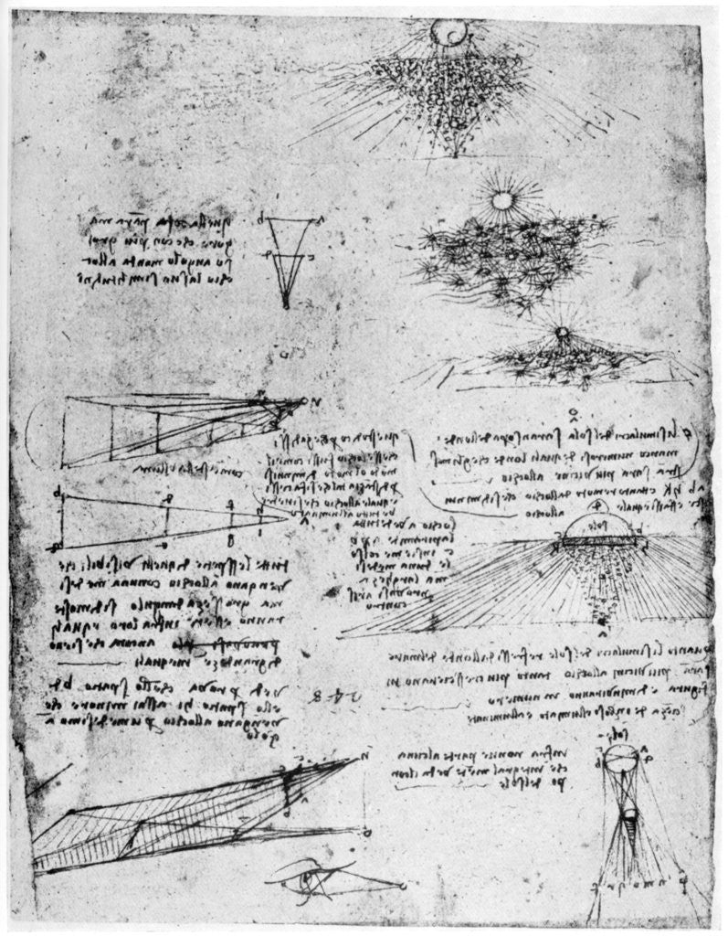 Detail of Reflections of the sun on water by Leonardo Da Vinci