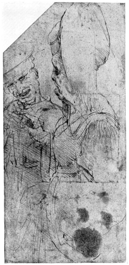 Detail of Grotesque couple by Leonardo Da Vinci