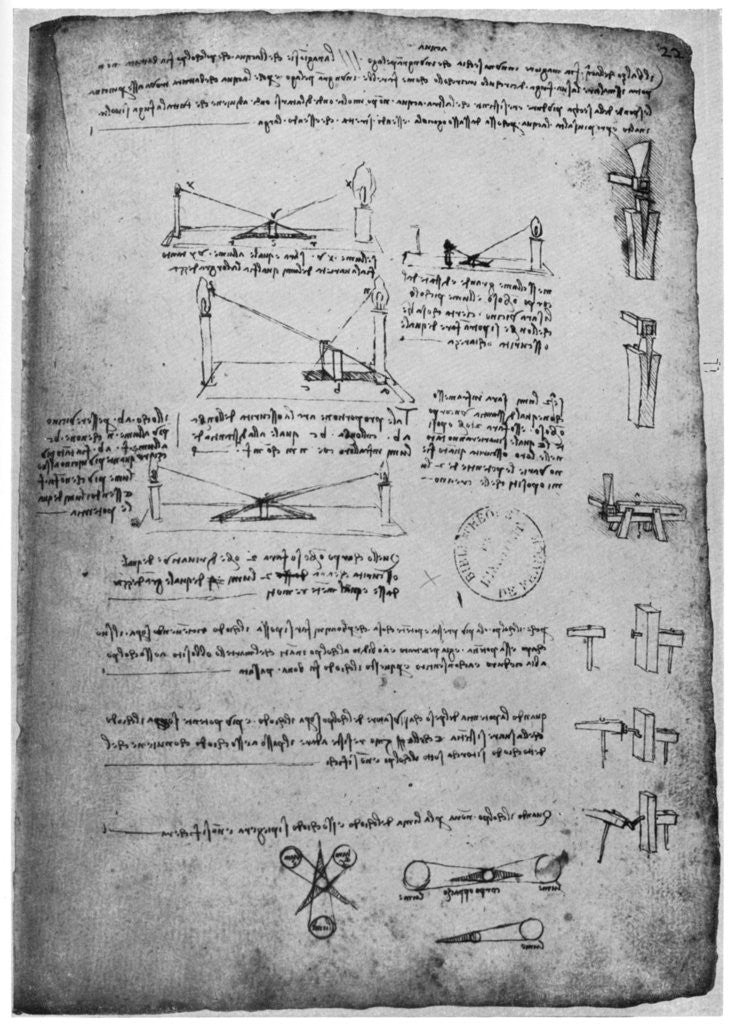 Detail of Optical studies by Leonardo Da Vinci