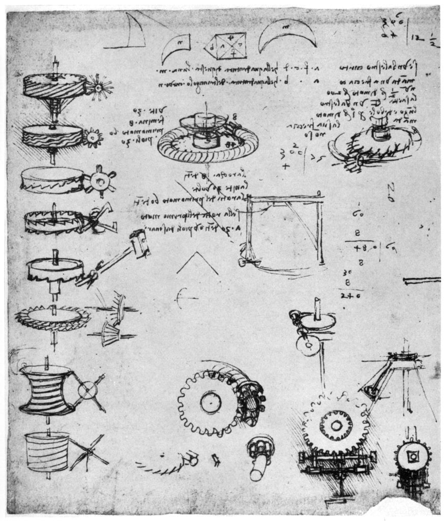Detail of Cog wheels (detail) by Leonardo Da Vinci