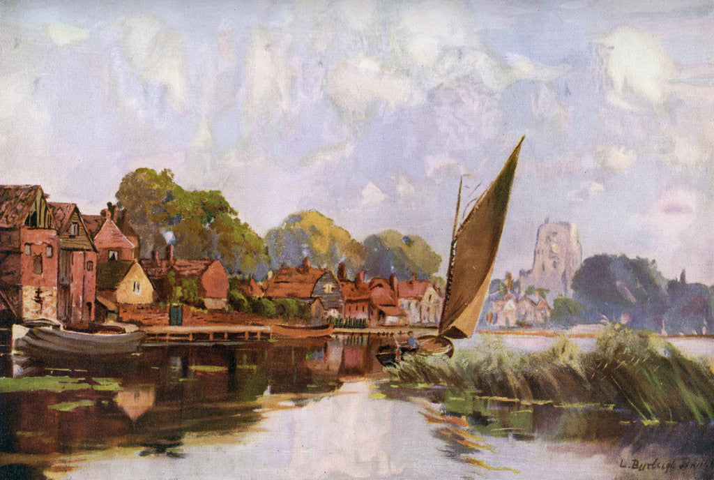 Detail of 'On the River at Beccles', Suffolk by Louis Burleigh Bruhl