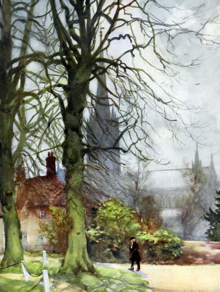 Detail of Salisbury Cathedral, Wiltshire by George F Nicholls