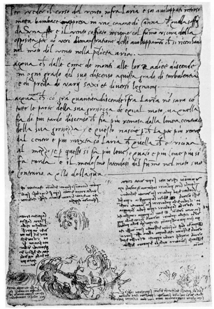 Detail of Trajectories of thrown stones and drops by Leonardo Da Vinci