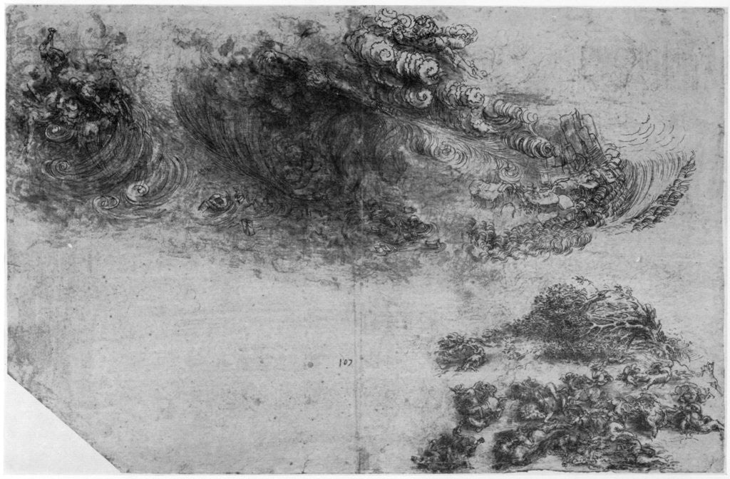 Detail of Apocalyptic storm by Leonardo Da Vinci