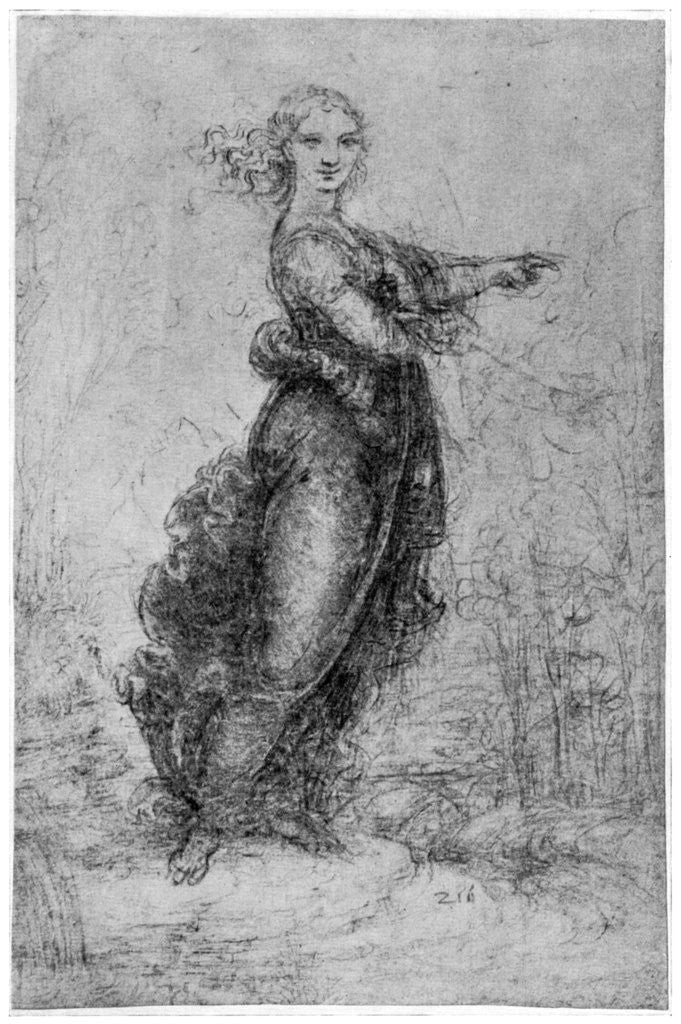 Detail of Floating female figure by Leonardo Da Vinci