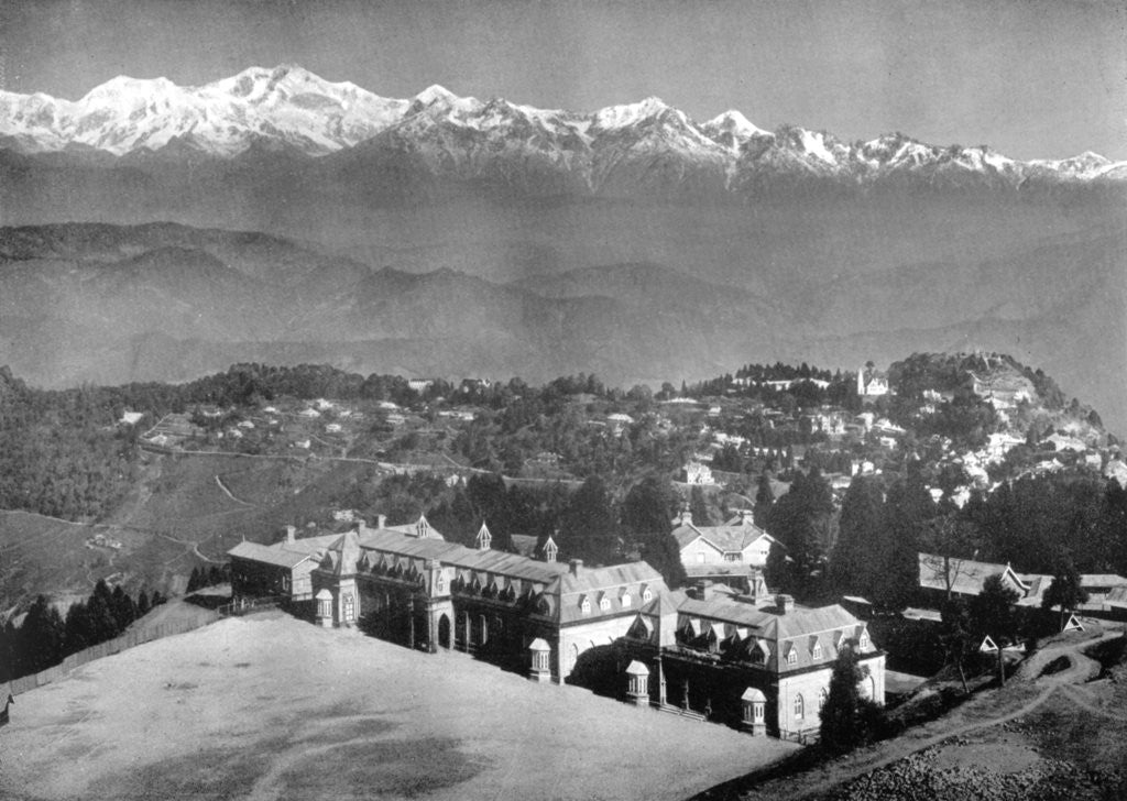 Detail of The Snow Range and Darjeeling from above St Paul's School, West Bengal, India by Anonymous