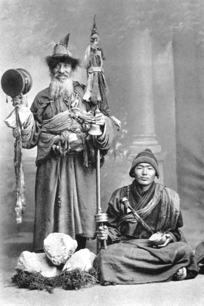Detail of Tibetan mendicants by Anonymous