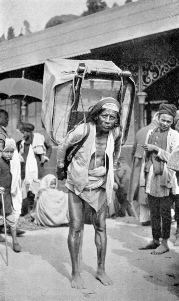 Detail of A labourer carrying tea, Darjeeling, West Bengal, India by Anonymous