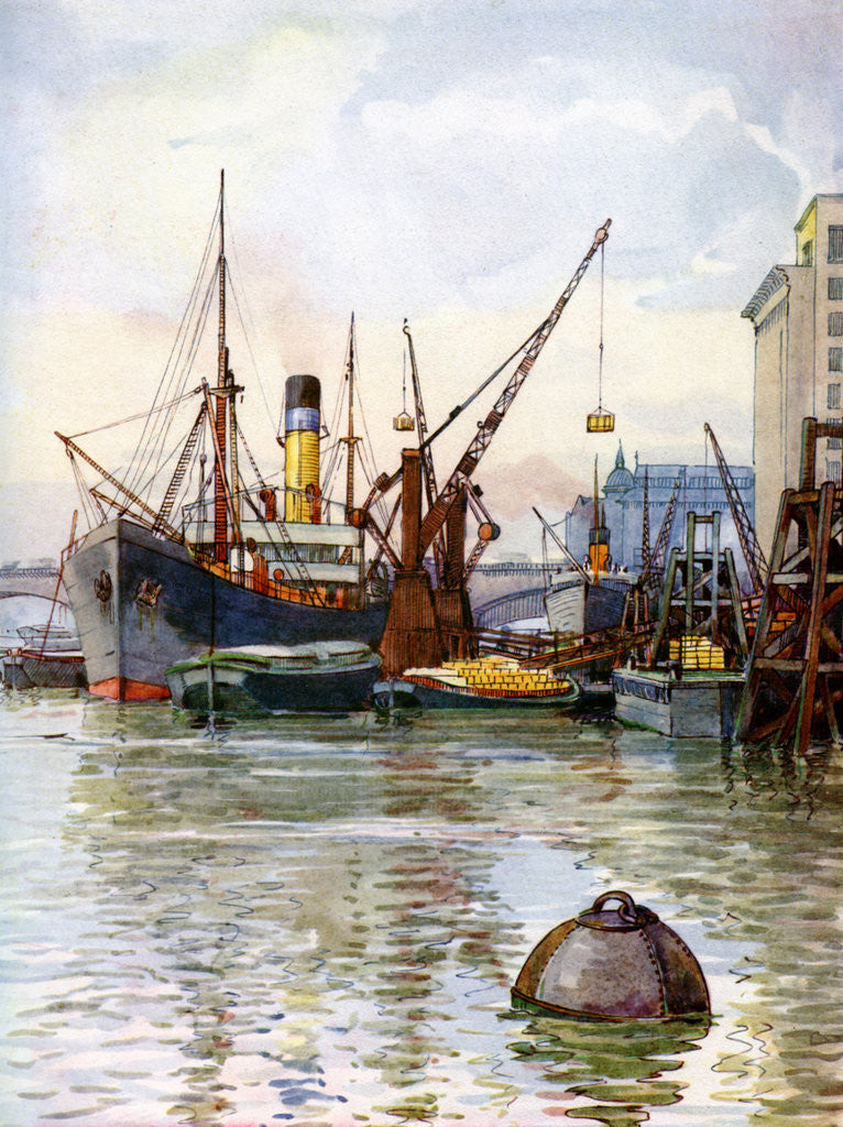 Detail of The Pool of London by FP Dickinson