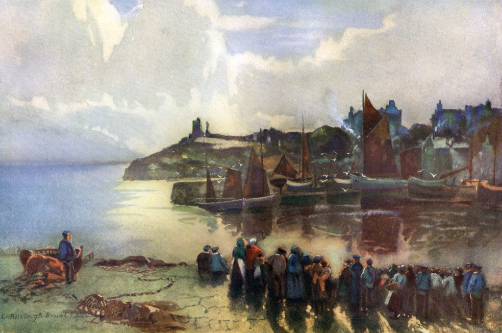 Detail of Tenby Castle and harbour, Pembrokeshire, Wales by Louis Burleigh Bruhl
