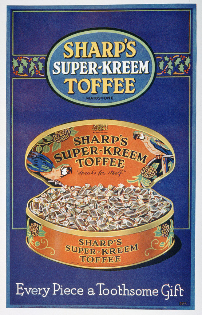 Detail of Advert for Sharp's Super-Kreem Toffee by Anonymous