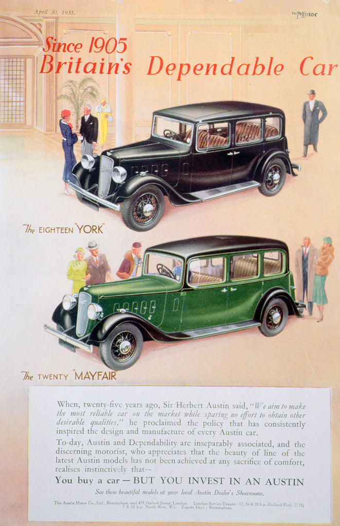 Detail of Austin car advert by Anonymous